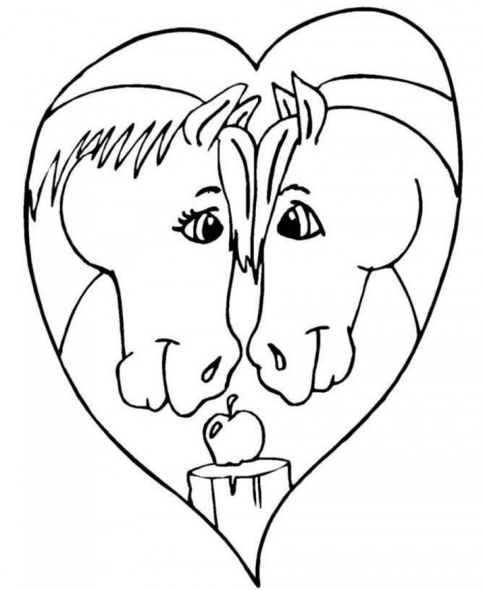 Horse Valentine Coloring Pages