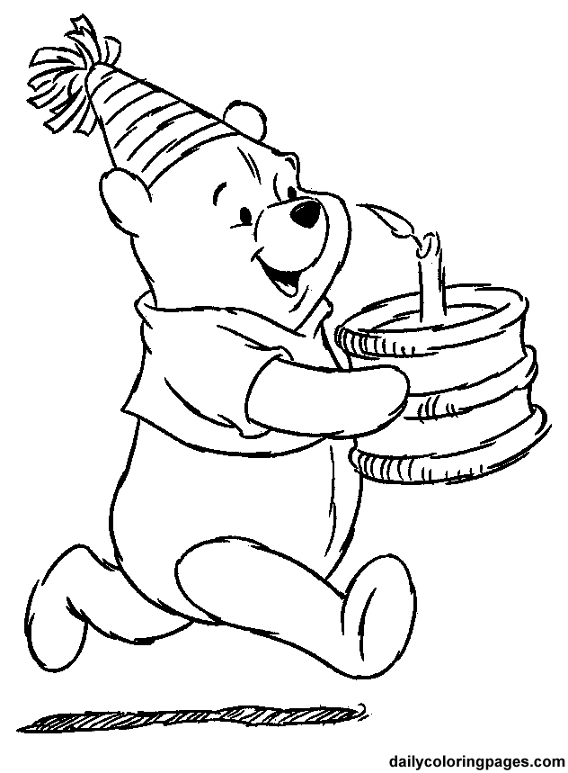 Winnie The Pooh Happy Birthday Coloring Pages 599x613px