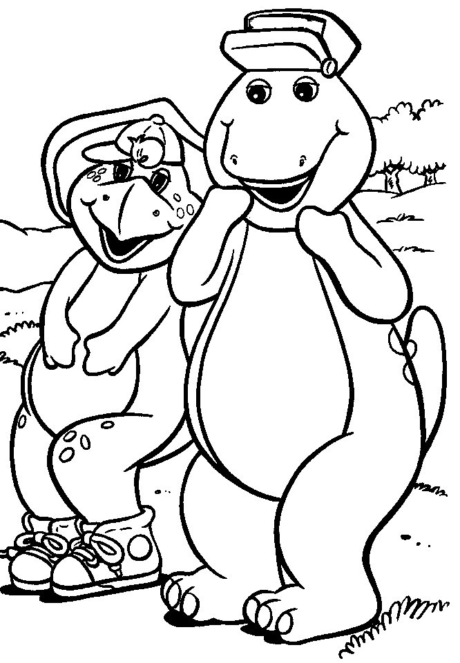 Mewarnai Dino dan Brother - Mewarnai Kartun