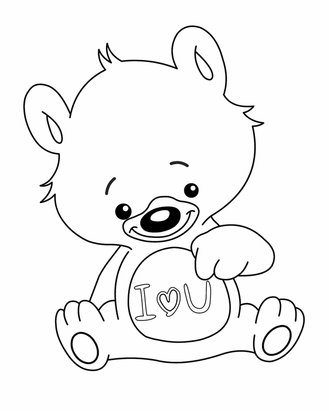 love you bear printable coloring book valentines day pages