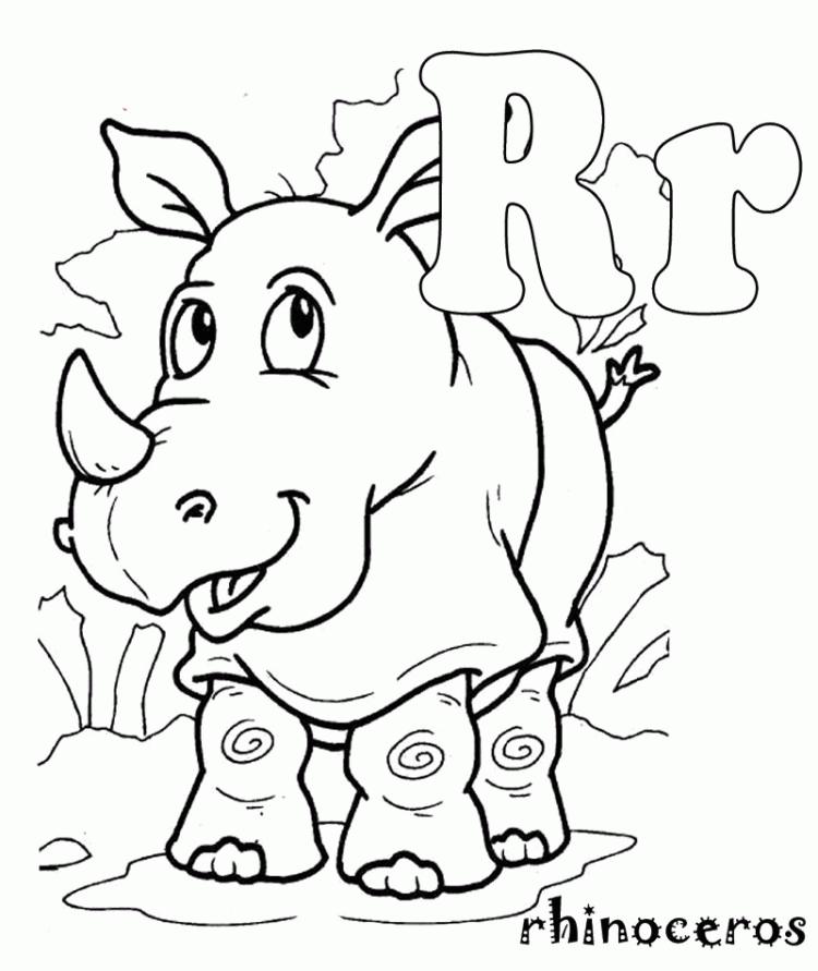 R For Rhino Coloring Pages - Activity Coloring Coloring Pages 
