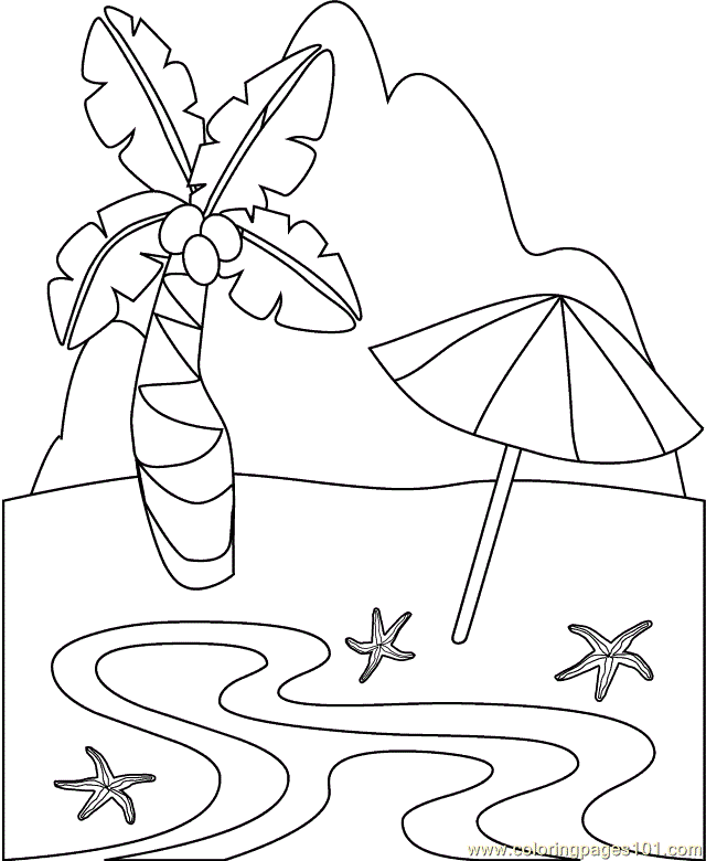 printable coloring page beach for kids entertainment holidays 