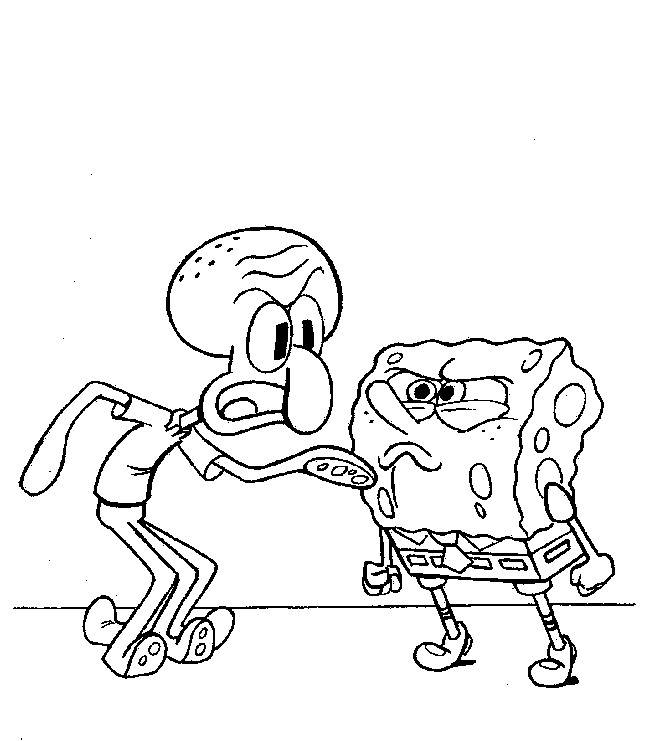 Print Spongebob Squarepants And Squidward Arguing Coloring Page or 