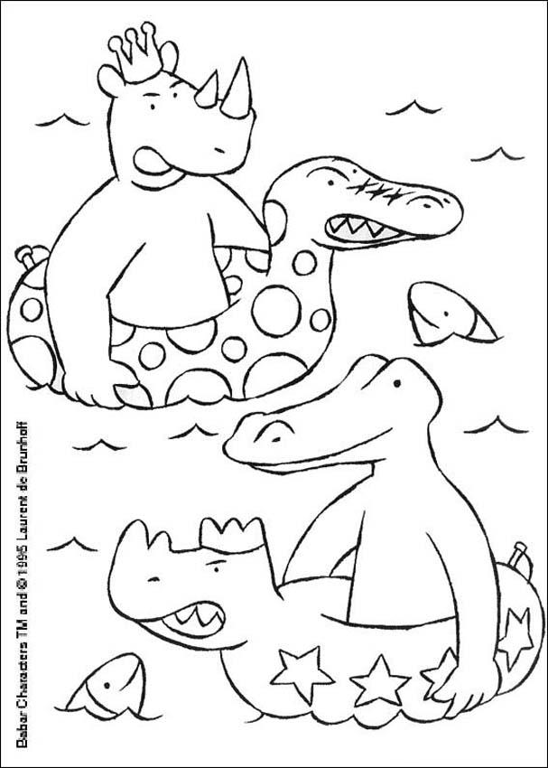 BABAR coloring pages - Happy Birthday Babar