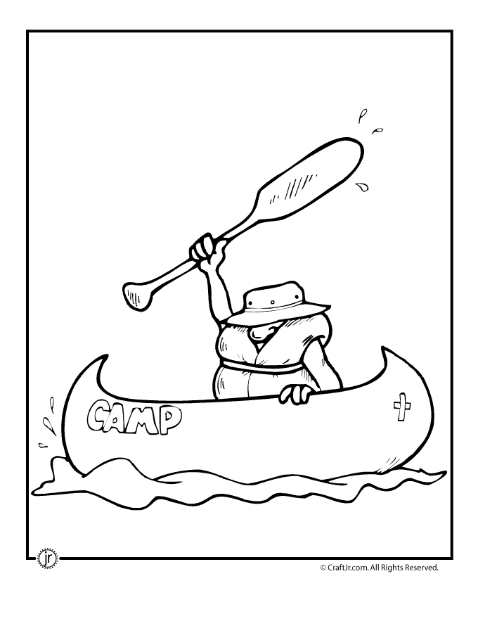 camping coloring pages camp canoe page craft jr