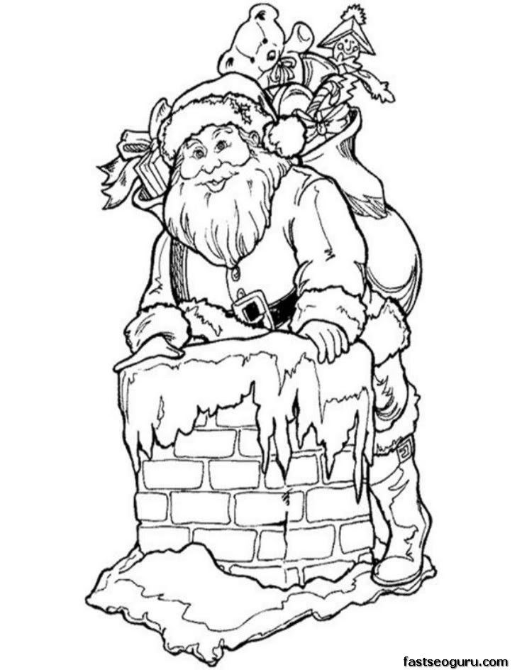 Cute Santa At The Beach Coloring Page for Kids