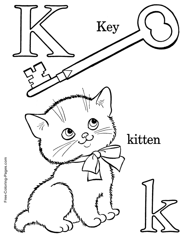 Alphabet coloring sheets - K is for Kitten