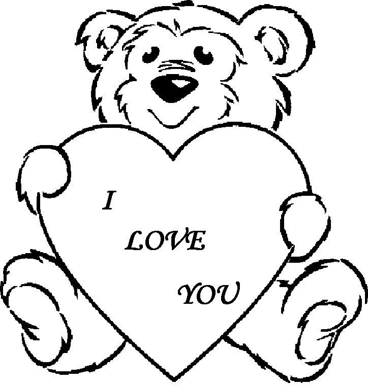 Cute Teddy Bear Holding a Heart Coloring Page Of Love