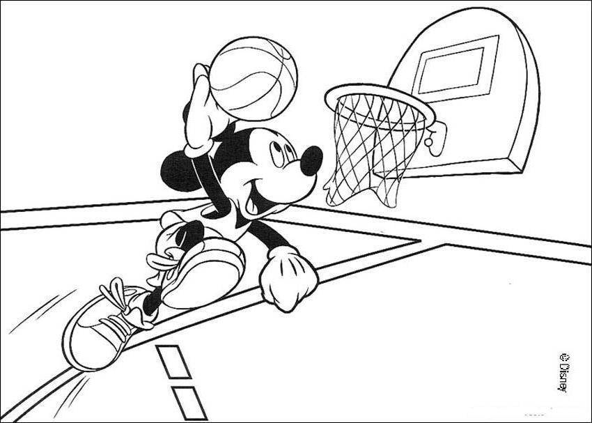 mickey mouse playing basketball coloring pages | Coloring Pages 