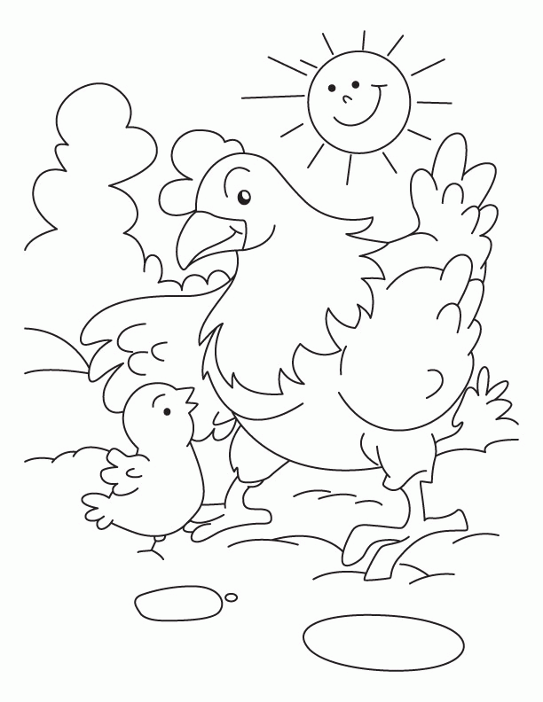 Chicken with mother hen coloring pages | Download Free Chicken 