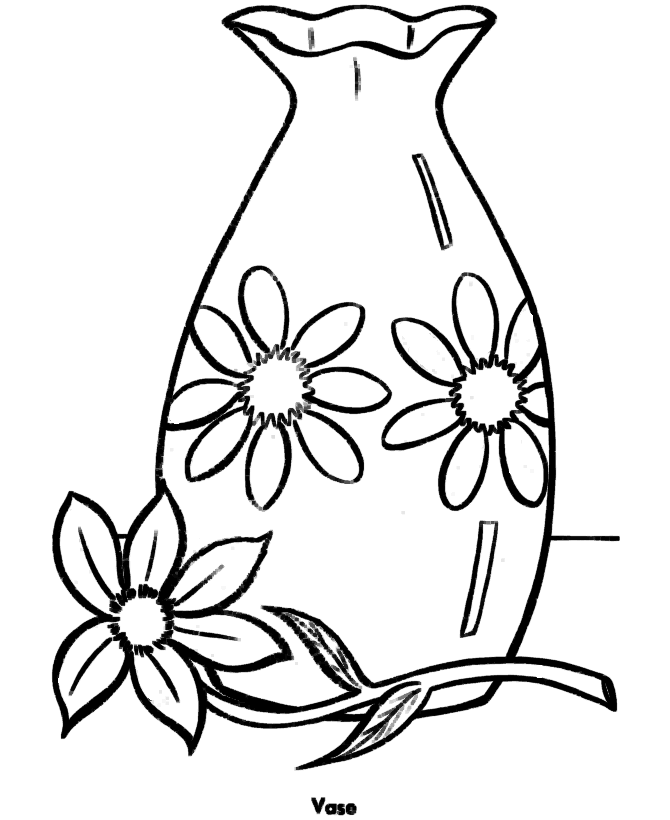 Easy Coloring Pages | Free Printable Flower Vase Easy Coloring ...