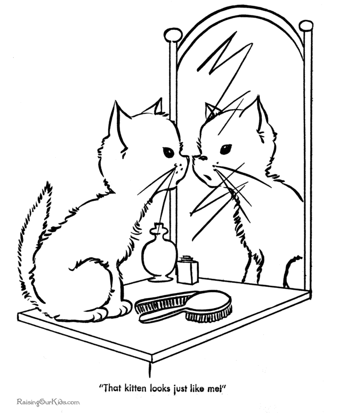 Cute Kitten Coloring Page 007