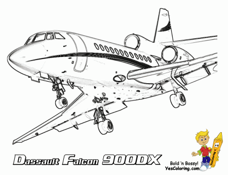Bold Bossy Airplane Coloring Page | YESCOLORING | Free | Airplanes ...