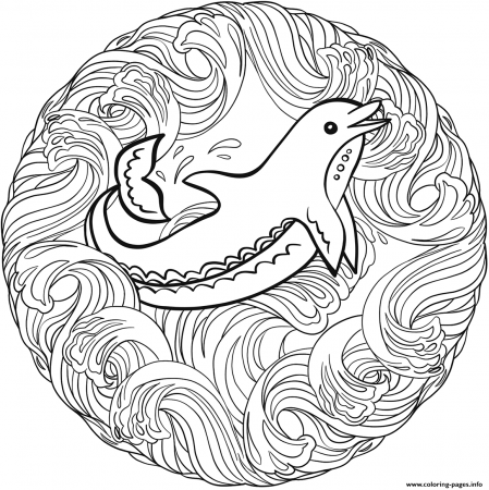 Dolphin Mandala Animal Coloring Pages Printable