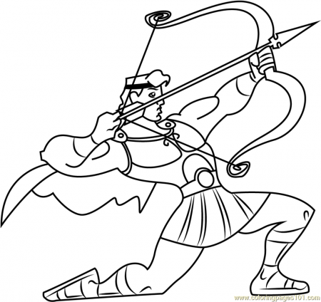 Hercules with Bow and Arrow Coloring Page - Free Hercules Coloring ...