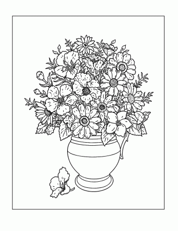 Beautiful Bouquet Of Flowers In Vase Coloring Page – coloring.rocks!