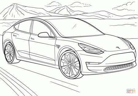 Tesla Model 3 coloring page | Free Printable Coloring Pages