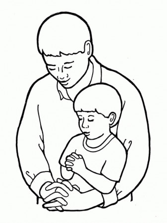 Son Praying with Dad Coloring Page - Free Printable Coloring Pages for Kids