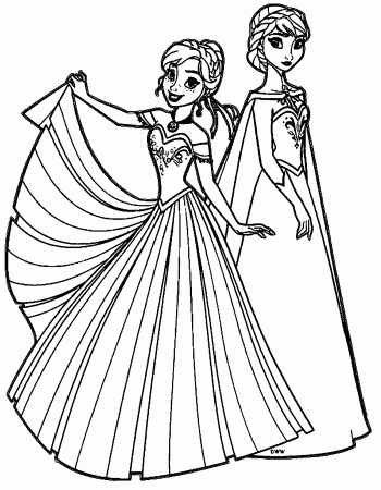 Elsa And Anna Full Coloring Pages - Kids Coloring Pages
