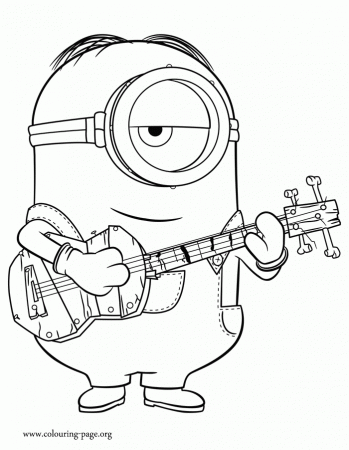 Minions - Stuart playing guitar coloring page