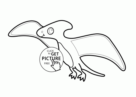 Little dinosaur pteranodon cartoon coloring pages for kids ...