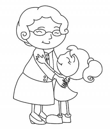 Grandmother Hug Her Grandchild Coloring Pages : Color Luna