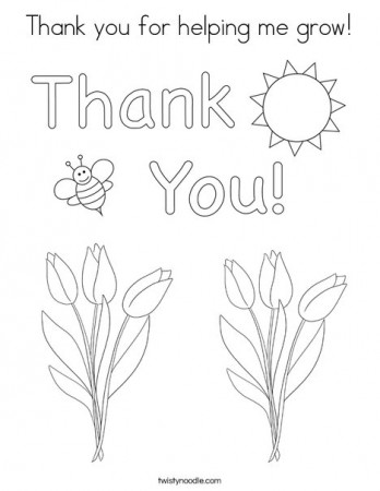 Thank you for helping me grow Coloring Page - Twisty Noodle