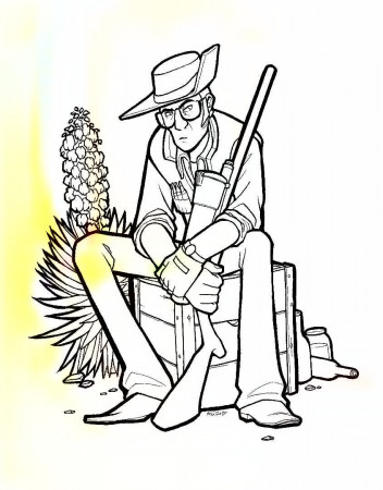 I inked a sniper for myself to color, but I figured I'd share the lineart  for you guys to color too. : r/tf2