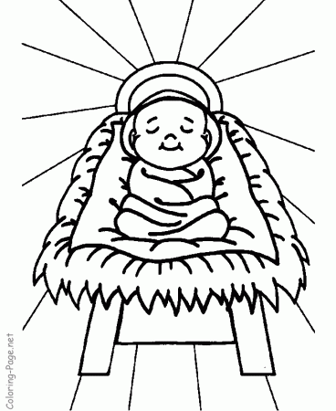 Bible Coloring Page - Baby in Manger