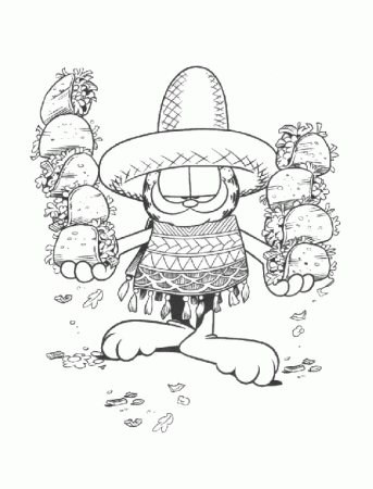 Garfield Tacos coloring page | Free coloring pictures, Food coloring pages,  Cartoon coloring pages