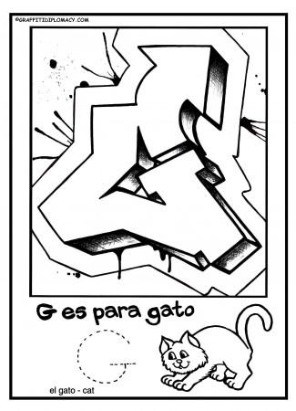 Fun to color graffiti letters to help kids learn the Spanish ...