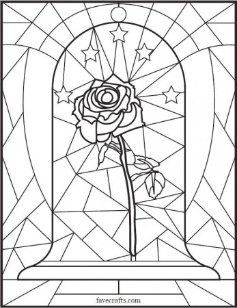 Stained Glass Rose Coloring Page | FaveCrafts.com