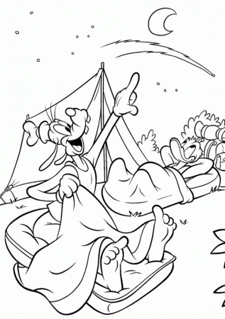 Goofy Coloring Pages Camping With Donald Duck | Cartoon Coloring ...