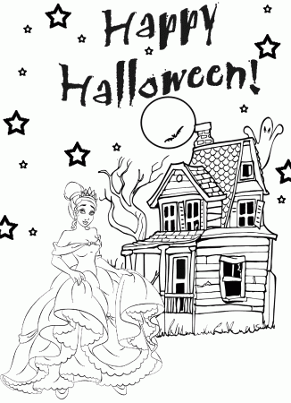 Princess Halloween Coloring Pages For Kids | Hallowen Coloring ...