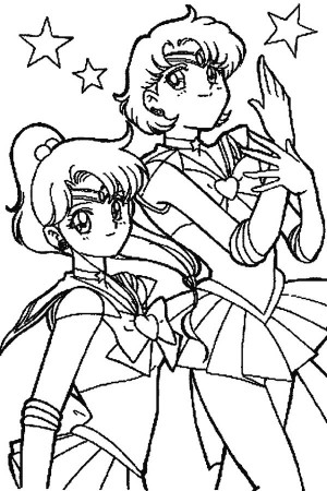 Sailor Moon Mars and Sailor Jupiter in Sailor Moon Coloring Page ...