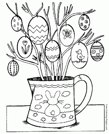 Easter coloring pictures - Easter Egg Tree
