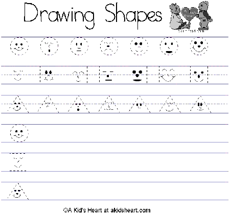 Drawing shapes activity sheet