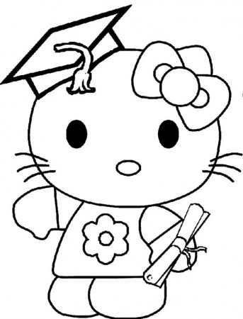 Hello Kitty Graduation Day Coloring Page