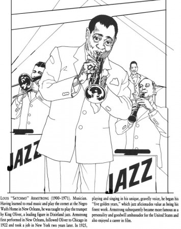 Louis Amstrong - Famous African Americans Coloring Pages