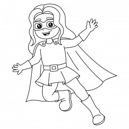 Premium Vector | Superhero girl coloring page isolated for kids