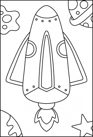 simple spaceship coloring page for kids 3674888 Vector Art at Vecteezy