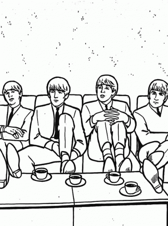 The Beatles Drinking Tea Coloring Pages : Batch Coloring