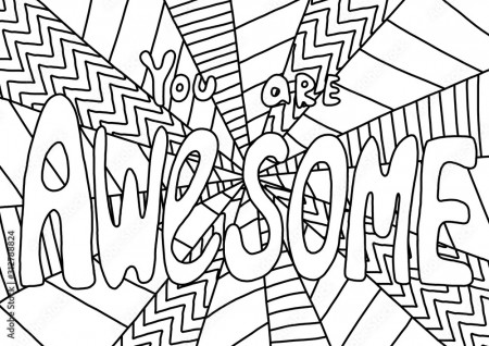 You are awesome - coloring book page for adults. Positive phrase colouring  for relaxing after hard day. Simple geometrical coloring page. Stock  Illustration | Adobe Stock
