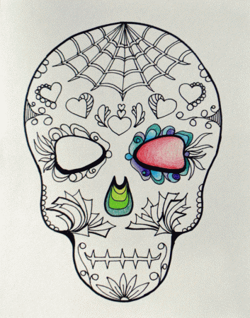 Sugar Skull Day of the Dead Adult Coloring Page Instant Download ...