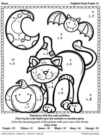 Color By Number Codes: Addition ~ Halloween Puzzles | Maths ...