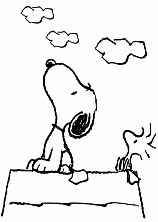 Snoopy and Woodstock Looking at the Sky Coloring Pages | Best ...