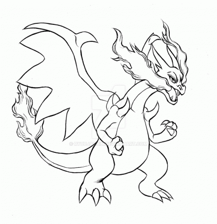 Pokemon Mega Charizard X Coloring Pages - Coloring Page
