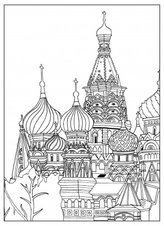 Saint-Basil-cathedral-Red-Square-Moscow - Architecture, Cities & Houses  Adult Coloring Pages