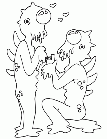 Alien Coloring Page | 2 Weird Aliens in Love
