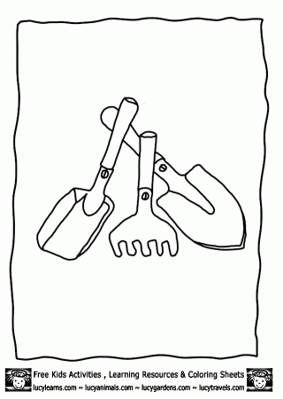 garden tools coloring page - Clip Art Library